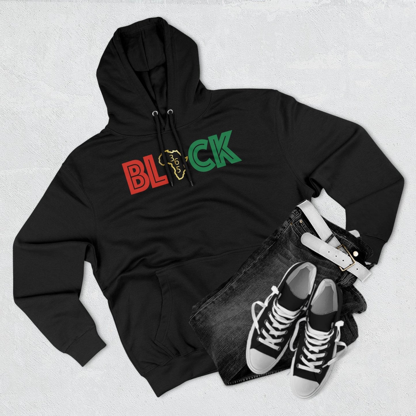 Black 365 Unisex Premium Pullover Hoodie Hoodie Printify 