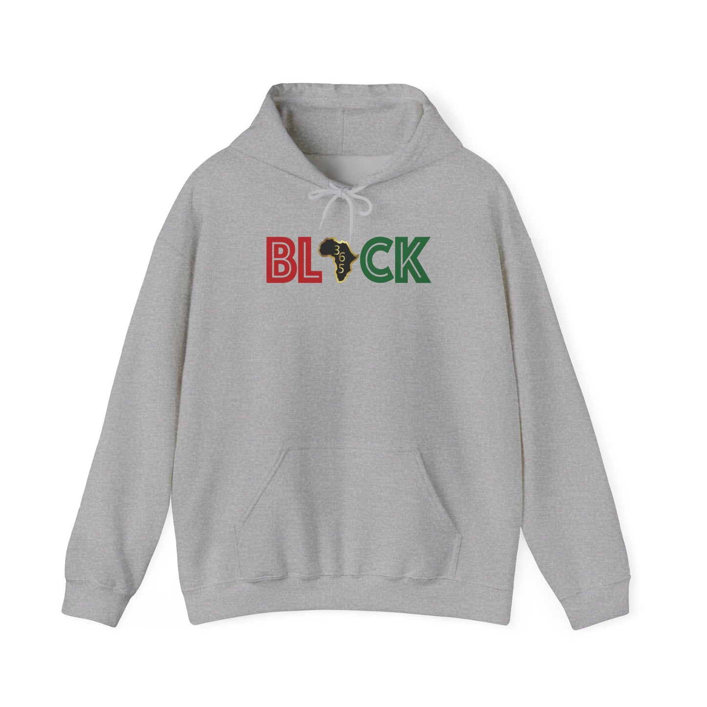 Black 365 Pride Hoodie — BLCK Graphic with Africa Outline