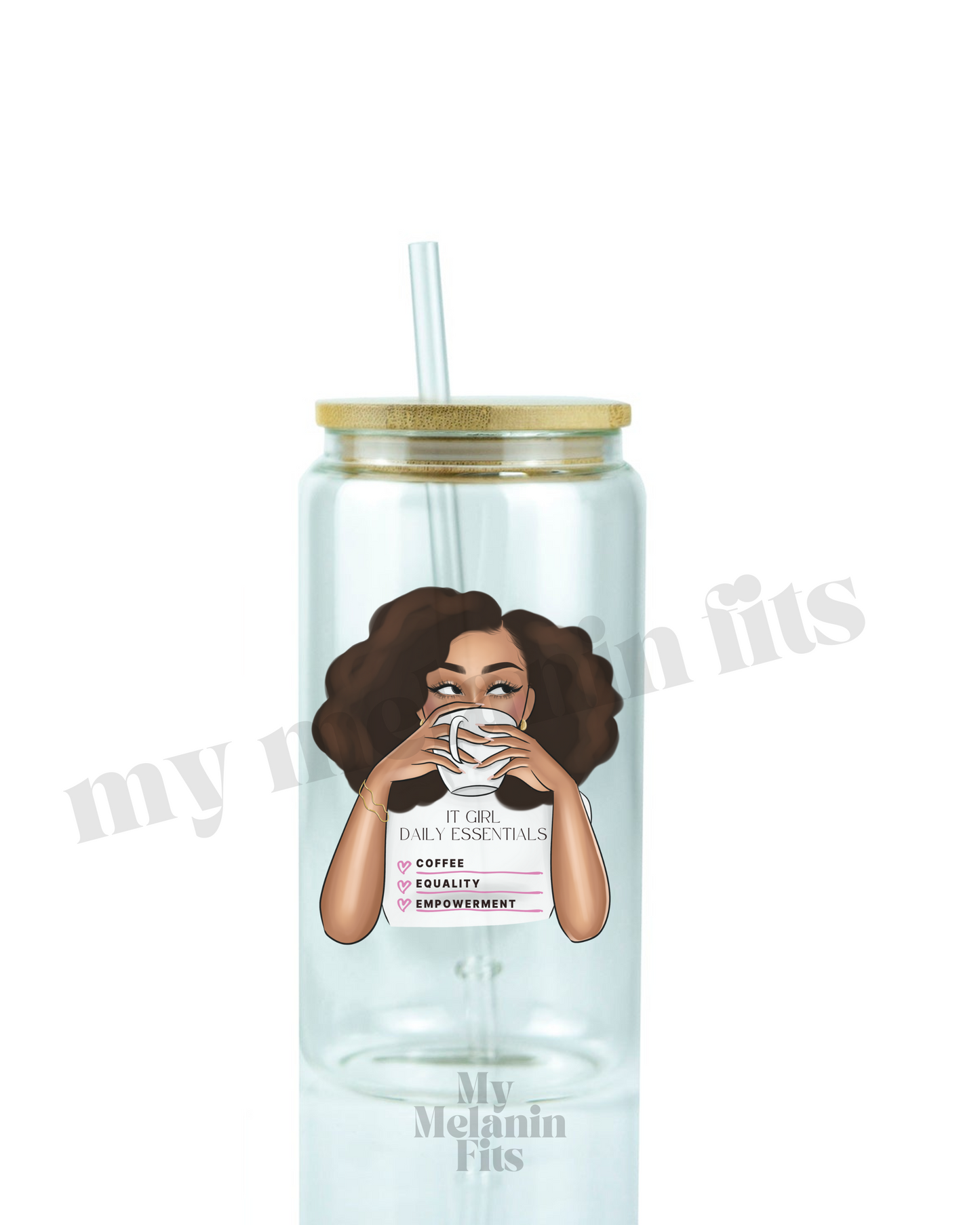 It Girl Essentials Glass with Lid & Straw