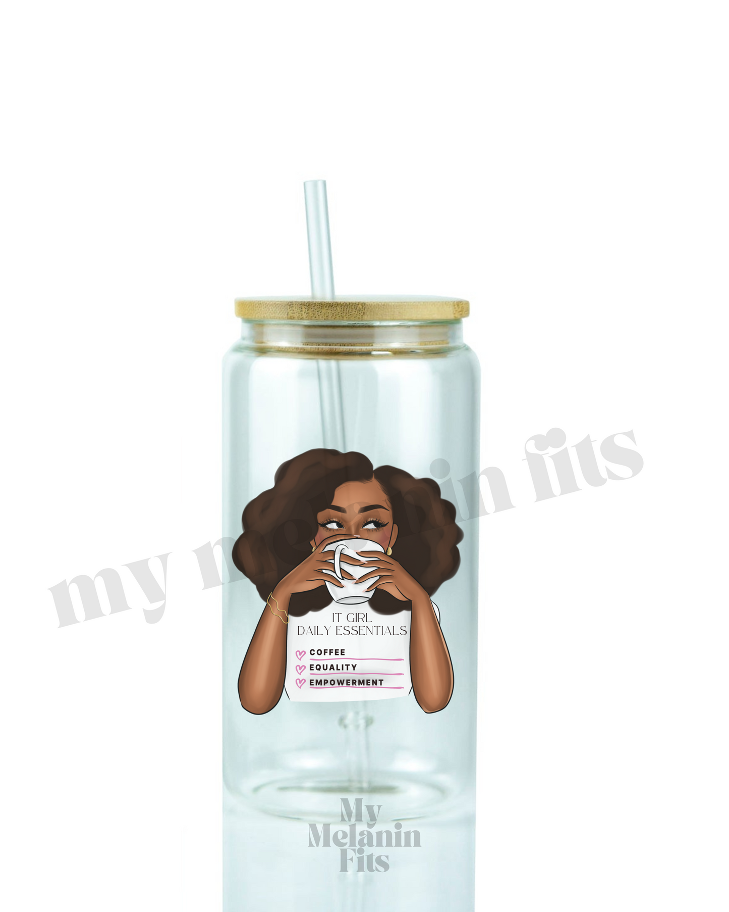 It Girl Essentials Glass with Lid & Straw