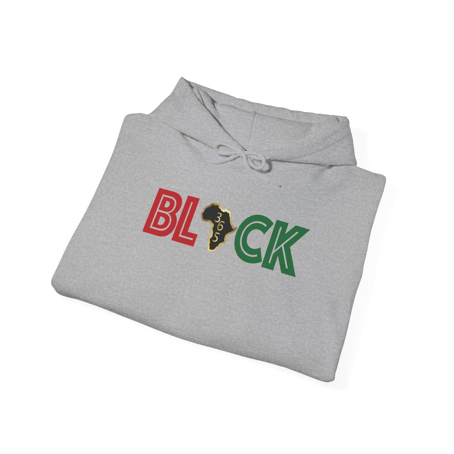 Black 365 Pride Hoodie — BLCK Graphic with Africa Outline