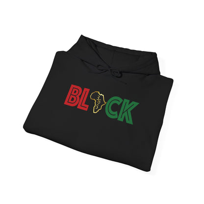 Black 365 Pride Hoodie — BLCK Graphic with Africa Outline