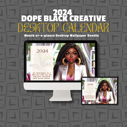 2024 Dope Black Creative Desktop Calendar My Melanin Fits 