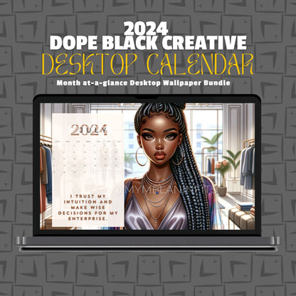 2024 Dope Black Creative Desktop Calendar My Melanin Fits 