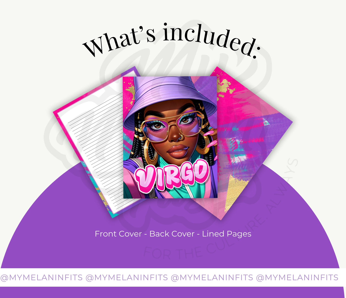 Virgo Journal Cover Bundle | Melanin Art Journal Template | Black Women PNG | Print on Demand | Done for You Journal Covers