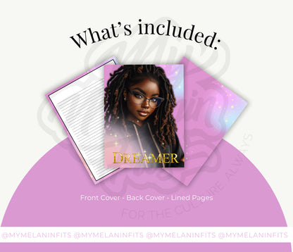 Dreamer Journal Cover Bundle | Melanin Art Journal Template | Black Women PNG | Print on Demand | Done for You Journal Covers