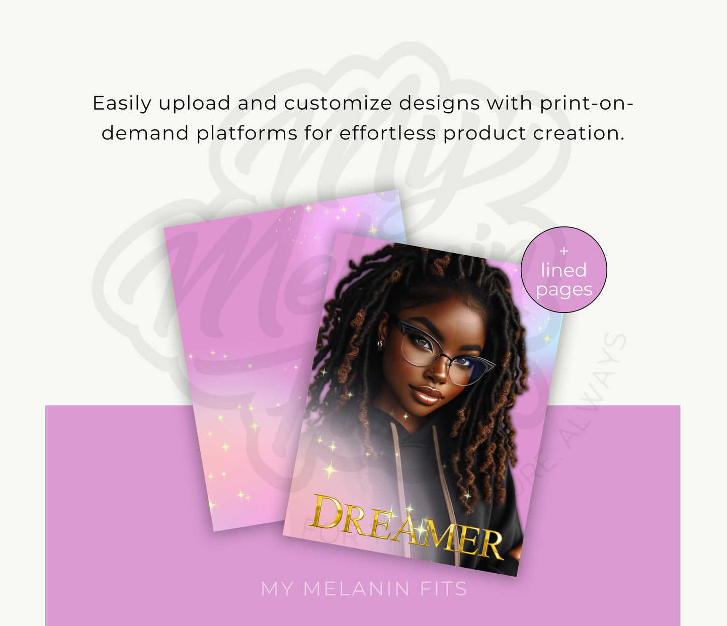 Dreamer Journal Cover Bundle | Melanin Art Journal Template | Black Women PNG | Print on Demand | Done for You Journal Covers