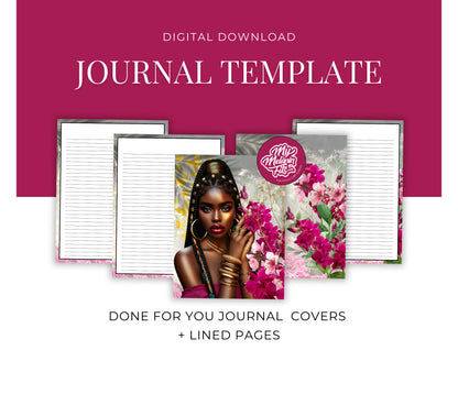 Mindfulness Journal Cover Bundle | Melanin Art Journal Template | Black Women PNG | Print on Demand | Done for You Journal Covers