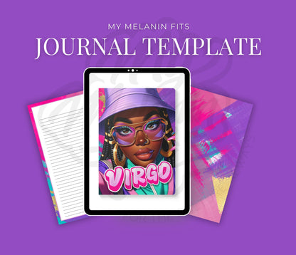 Virgo Journal Cover Bundle | Melanin Art Journal Template | Black Women PNG | Print on Demand | Done for You Journal Covers