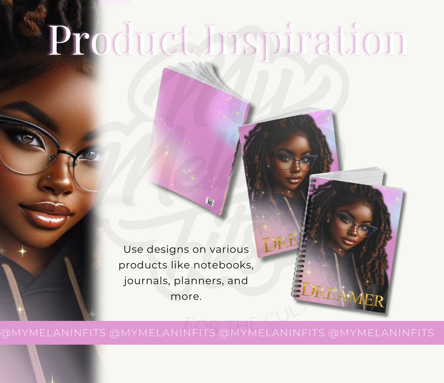 Dreamer Journal Cover Bundle | Melanin Art Journal Template | Black Women PNG | Print on Demand | Done for You Journal Covers